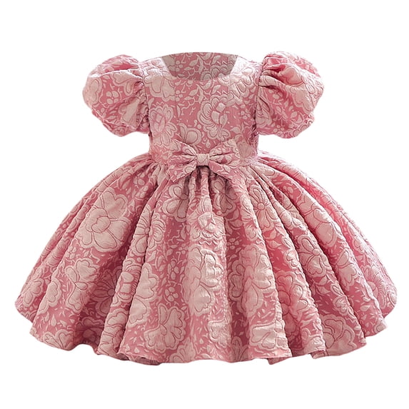 Shinyii Flower Baby Girl Dress Floral Puff Sleeve Birthday Party Princess Dress Pageant Gown, Sizes 12-24M