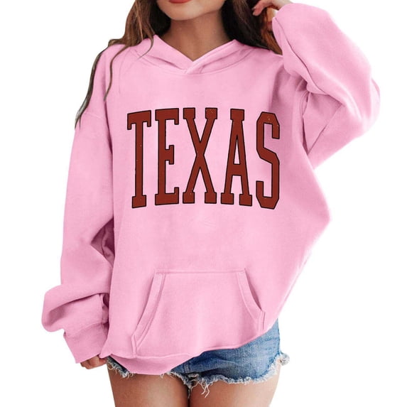 Shinyii Girl's Hoodie Kids Casual Sport Letter Print Hooded Sweatshirt, Pink, Sizes 3-12