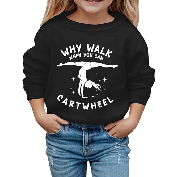 Shinyii Girls Graphic Sweatshirt Kids Long Sleeve Pullover Sweatshirts, Black, Sizes 3-14
