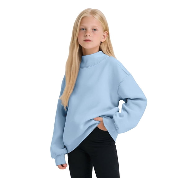 Shinyii Girls Neck Lined Sweatshirt Oversized Pullover Top, Sizes 3-16
