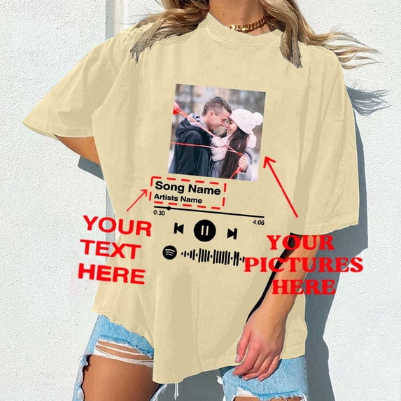 Shinyii Women's DIY Customization Name Photo Top T-shirt Crew Neck Short Sleeve T shirt