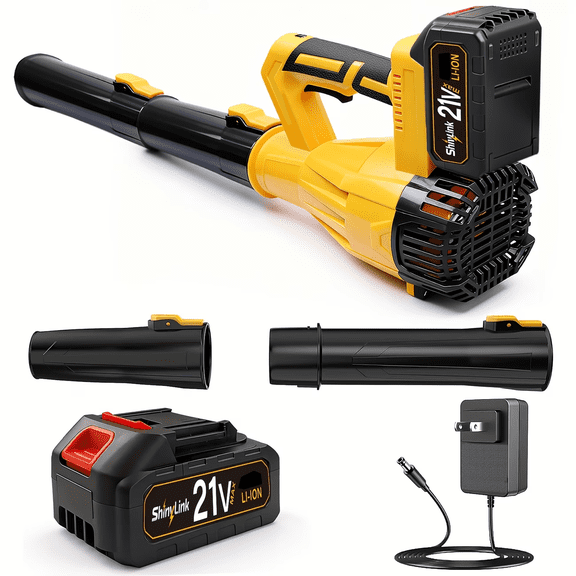 Shinylink 20V Cordless Leaf Blower w/ 6 Speed Mode, 580CFM/160MPH Electric Blower w/ 1 Batteries & Charger, Lightweight Yard Tools for Lawn Care, Patio, Backyard, Garden, Outdoor Grass Blower, Yellow