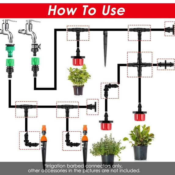 Shinysix 200pc Drip Irrigation Fitting Kit for 1/4 Inch Water Hose, Garden Lawn Drip Systems