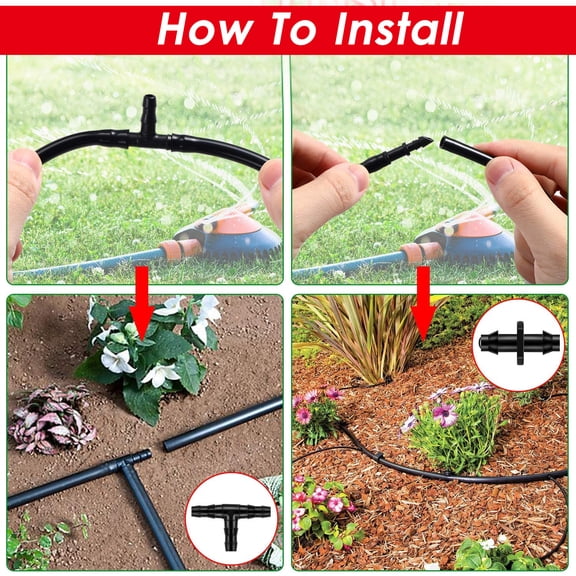 Shinysix 250-Piece Drip Irrigation Fitting Kit with Tubing Connector for Garden Lawn Systems