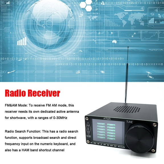 Shinysix All-Band Radio Receiver, Aluminium Alloy Cover, DSP Receiver, LW MW SW SSB, 2.4-Inch Touching Screen, Search HAM Band, Quick Channel