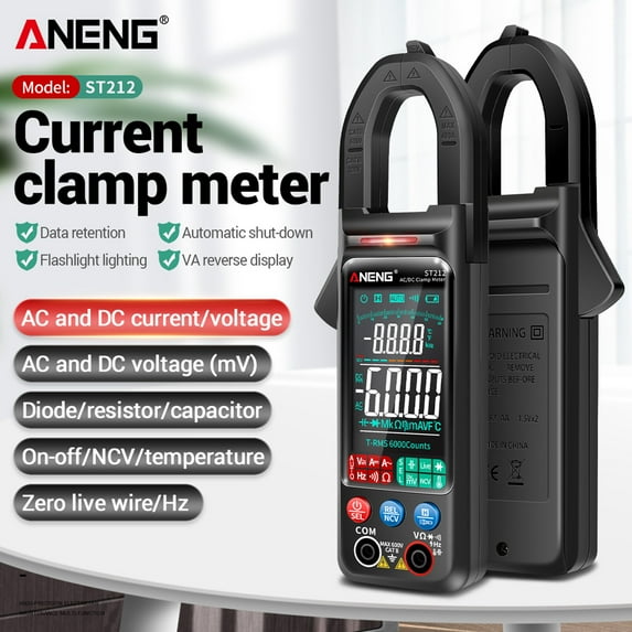 Shinysix Clamp Meter Intelligent Digital Clamp Multimeter 6000 Counts VA Colored Display Auto Tester for AC/DC Voltage Measurement