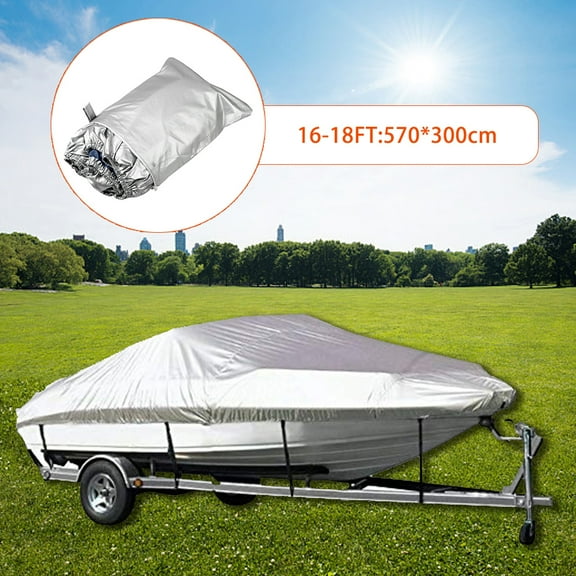 Shinysix  Cover,Rusuo Cover Waterproof 300d Fabric Durable Tear Proof 16-18ft Waterproof Heavy Duty Boat Cover Durable And Tear Duty Silver 300d Cloth Weather Resistant 20-22ft Oxfabric