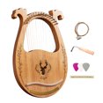 thumbnail image 1 of Shinysix Lyre Harp,Key Wooden Harp Box Wrench 3pcs Wrench 3pcs Picks Picks Sticker Set Resonance Box Wrench Wooden Harp Resonance 3pcs Picks Sticker Wooden Harp Harp Resonance Box C Key Wooden, 1 of 6