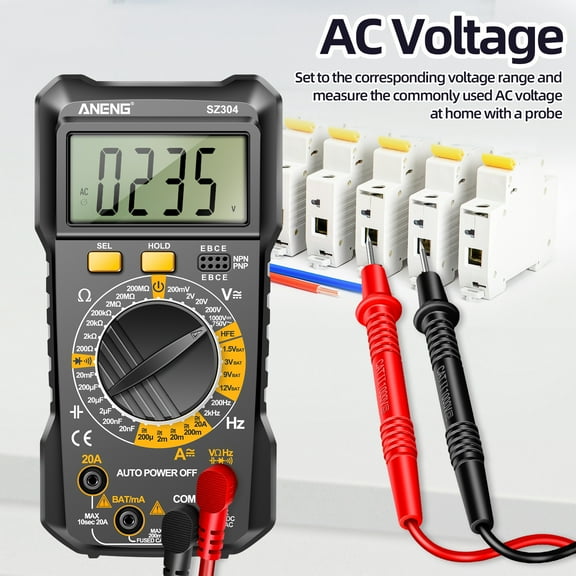 Shinysix Multifunctional  SZ304 Digital Multimeter True RMS Handheld High Tester-Measure Voltage, Current, Resistance, Capacitance, Frequency