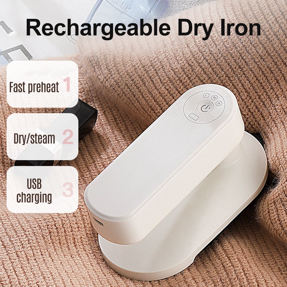 Shinysix Portable Electric Iron-Cordless Rechargeable Dry Iron for Home Business Trip Travel