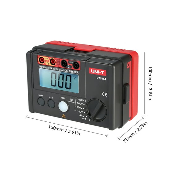 Shinysix Resistance Meter with UNI-T UT501A 1000V Insulation Ground Tester, LCD Backlight Display-Ideal for Industrial and Electrical Maintenance
