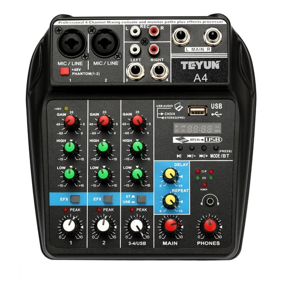 Shinysix Sound Mixing Console,Channels Audio USB AUX Paths Plus Paths Plus 4 Plus 4 Channels Monitor AUX Paths Power Monitor AUX TU04 BT Sound 4 Channels Audio BT Sound Console