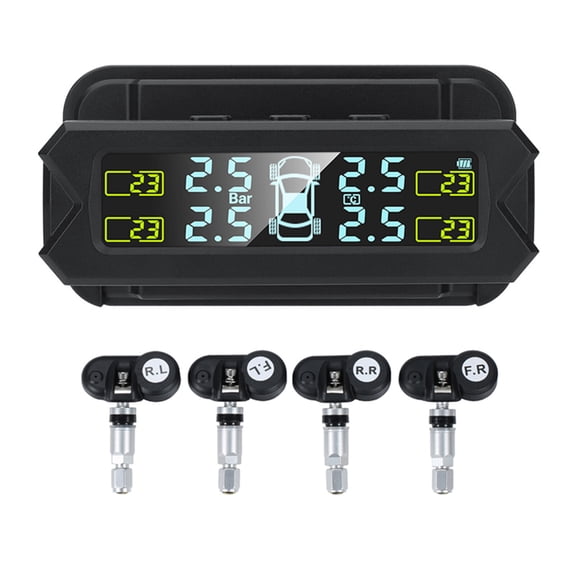 Shinysix Tire Pressure Monitoring System,Tire Pressure Modes Auto LCD 5 Alarm Modes Pressure Solar Power LCD Display 4 Tire Pressure Solar TPMS 5 Alarm Solar Auto LCD Display Solar Power TPMS PSI