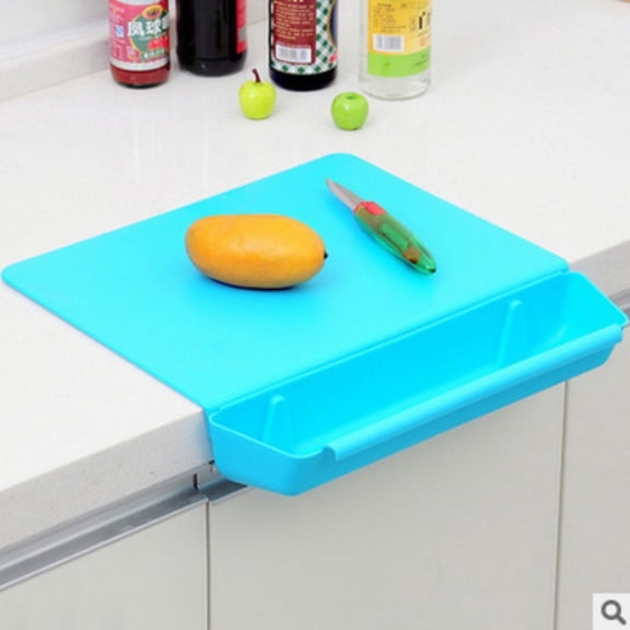 Shiogb 2 In 1 Non-Slip Cutting Board with Removable Storage, for Kitchen Vegetable and Meal Prep, Cutting Board with Waste Container, Blue