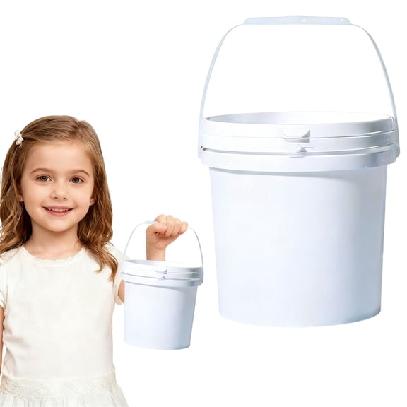 Shiogb 3 Liters Food Grade Plastic Buckets with Screw Lids & Handle, Reusable Storage Containers for Snacks Salad Freezer Bucket Set, B