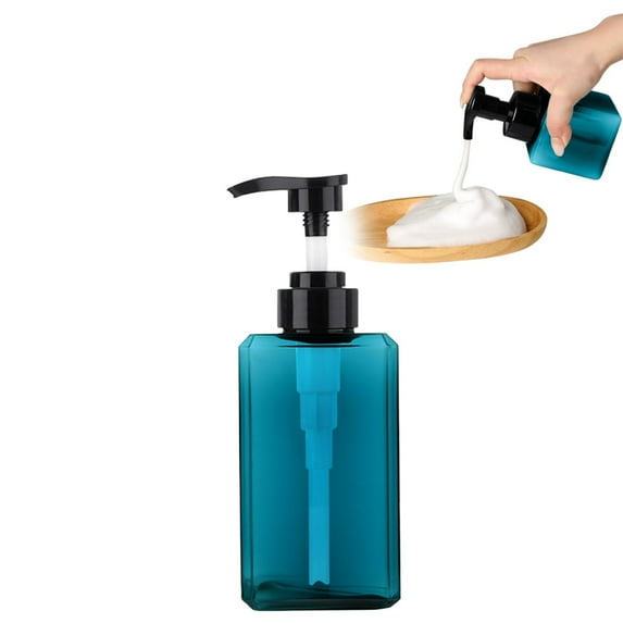 Shiogb Blue 450ml Refillable Travel Bottle Leak Proof Portable Silicone Lotion Dispenser, Press-type Dispensing Bottle for Shampoo Conditioner Body Wash Carry On Approved