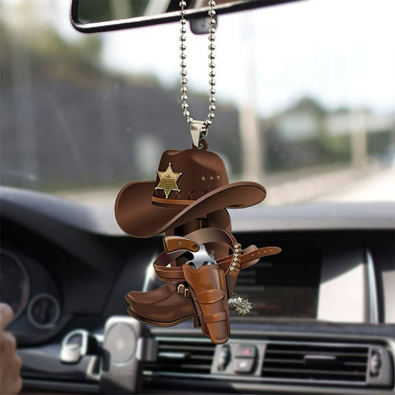 Shiogb Christmas Clearance Sale, Western Cowboy Car Rearview Mirror Decoration Keychain Pendant C, 1* Pendant, C
