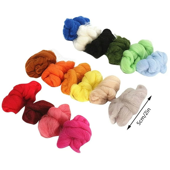 Shiogb Clearance 36 Colors Wool Roving Fibre Wool Yarn Roving For Needle Felting Hand Diy, Wool Doll Handmade Diy Beginner Material Package 36Pcs 9.4X5.9X1.6 Inches, 36*Wool Material Pack
