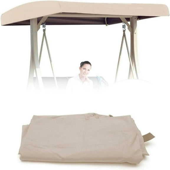 Shiogb Clearance Beige Rainproof Canopy, Protecting Mask, 190T Cloth Patio Swing with 4 Reinforced Corner Pockets Outdoor Patio Swing Canopy Replacement for Swing Seat 2 3 Seater Garden Cover