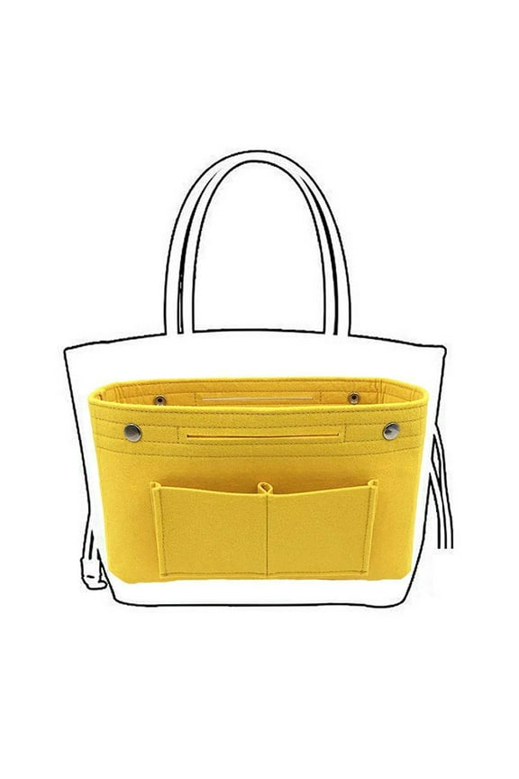 Clearance Women's Handbag Organizer Bag Purse Insert Bag Multipocket Tote Useful Bag, Felt Cosmetic Bag Yellow 13X7.9X1.6 Inches, 1 Cosmetic Bag