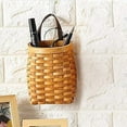 thumbnail image 1 of Hanging Wicker Basket Hand Woven Wood Storage Basket Portable Wall Hanging Flower Basket Organizer Fruit Vegetable Rattan Box Home Decoration Height-Home Textile Storage-9.1X5.9X2.4 inches-Shiogb, 1 of 9