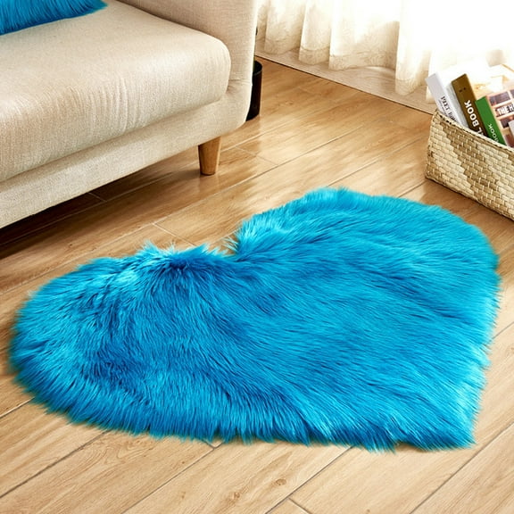 Shiogb Clearance Wool Imitation Sheepskin Rugs Faux Fu R Non Slip Bedroom Shaggy Carpet Mats, Love Imitation Wool Carpet (30X40) 11.8X5.9X0.4 Inches, 1Pc Imitation Wool Carpet