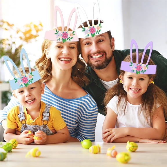 Shiogb Cute Fun Easter Ear Hat Photo Prop Set, Multi Size Paper Headdress, Easter Party Accessories, Photo Booth Props