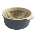 thumbnail image 1 of Shiogb Drain Basket Double Layer Household Washing Fruits And Vegetables Hollow Storage Basin Kitchen Multifunctional Storage Basket Light Blue, 1X Drain Basket, 1 of 8