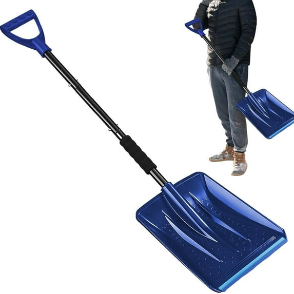 Shiogb Extension Snow Shovel for Car Assemblable, Snow Removal Shovel with D-Shaped Handle for Car Garden Camping Snowman, Blue