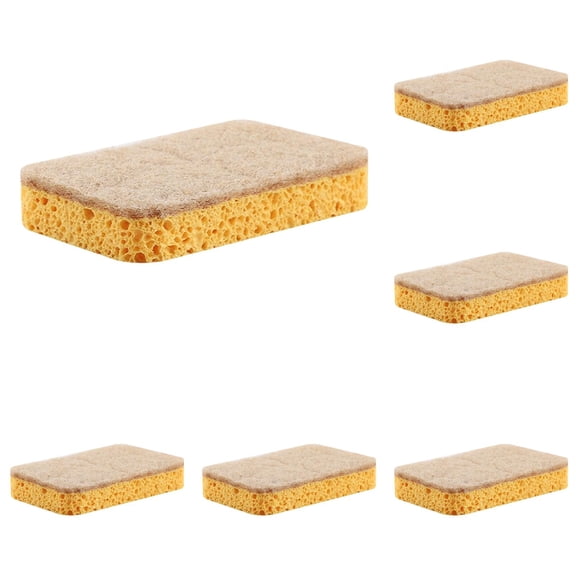 Shiogb Natural Scrub Sponge Non Scratch, Biodegradable Scrubbing Sponges with Tough Scouring for Kitchen and Bathroom, A*10