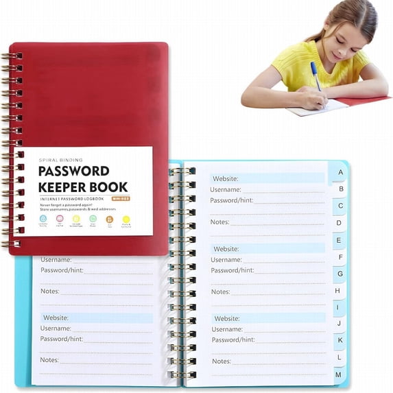 Shiogb Password Book with Alphabet Tabs, Internet Address and Password Log for Security, Red, 5.9 x 4.7 x 0.8 inches