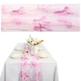 thumbnail image 1 of Shiogb Pink Valentine's Day Table Runner - Embroidered Bow Tulle for Wedding, Birthday & Boho Spring Tea Party Decor, Pink, 1 of 9