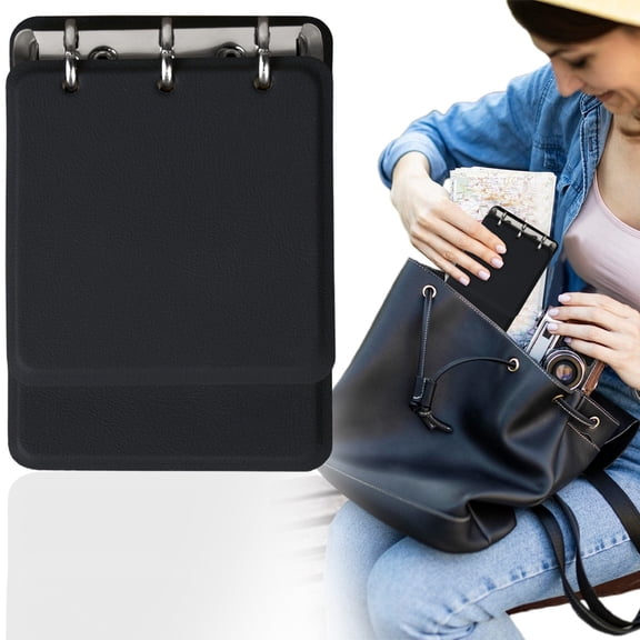 Shiogb Pocket Ring Binder Notebook, Black