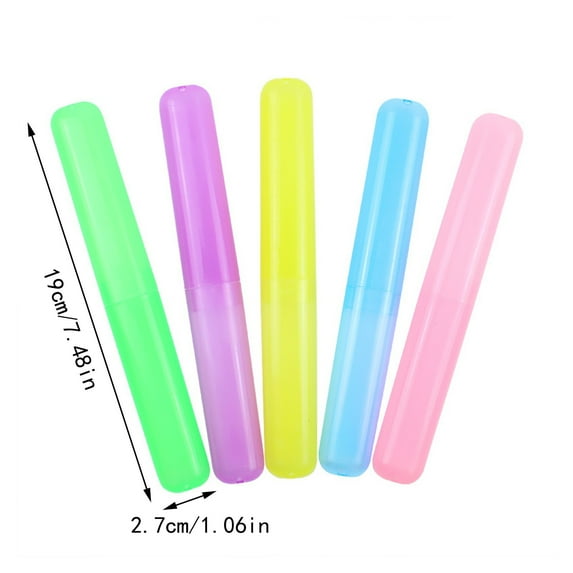 Shiogb Portable Toothbrush Case Holders Travel Cover New Tube Plastic Box Multicolor Set, 1Pc Travel Portable Toothbrush Case Random Color 7.9X1.2X0.8 Inches, 1*Portable Travel Toothbrush Case