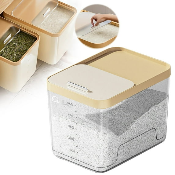 Shiogb Rice Storage Container with Push Pull Window, Sealed Rice Dispenser with Scale, Cereal Containers Airtight Pet Food Storage, A