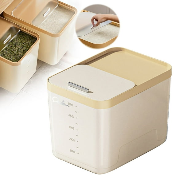 Shiogb Rice Storage Container with Push Pull Window, Sealed Rice Dispenser with Scale, Cereal Containers Airtight Pet Food Storage, B