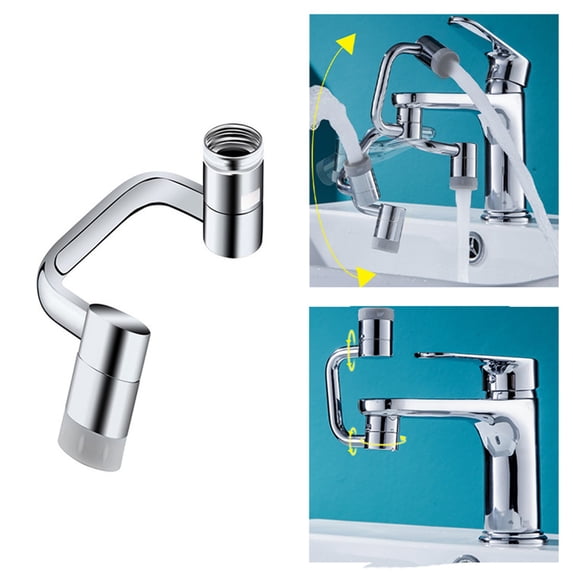 Shiogb Rotating Faucet Extender, Large Angle Swivel Sprayer Attachment for Sink, silver, 4.7 x 3.1 x 1.6 inches