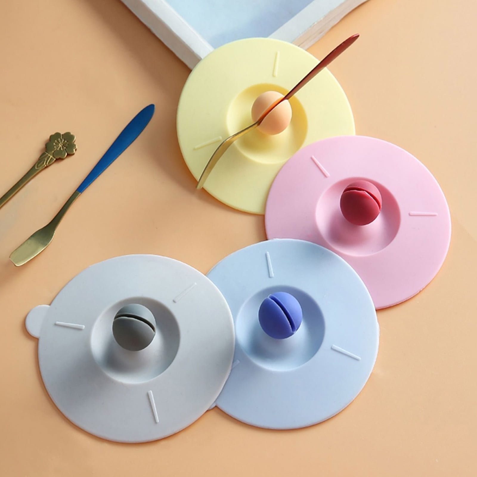Shiogb Round Silicone Cup Lid Gray, Food Grade Silicone Cup Lid Mug ...