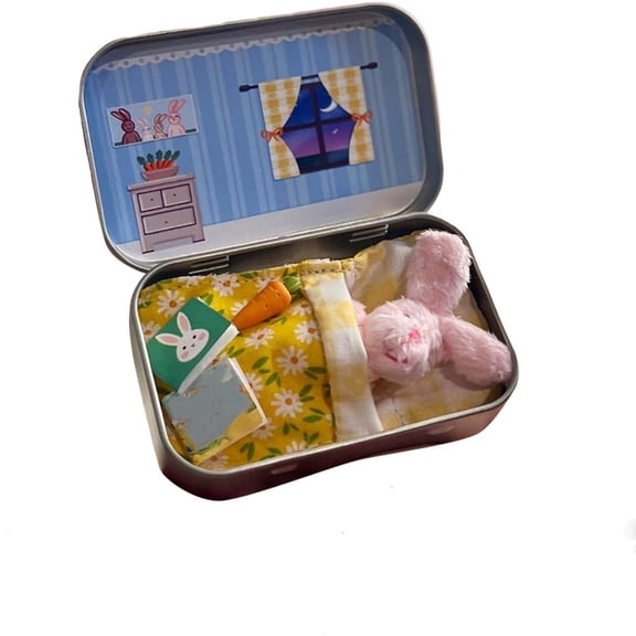 Shiogb Small Pocket Plush Toys, Filled in an Easter Basket, Easter for DIY Pet Adoption, Cute Tin Travel Companions, A