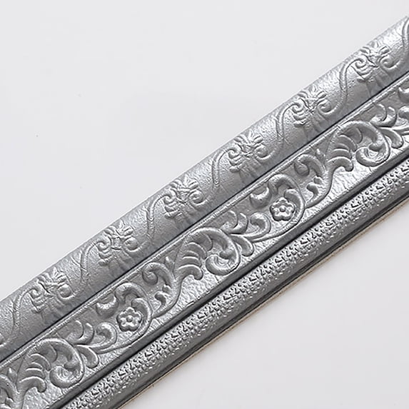 Shiogb Wall Trim Line Skirting Border, 3D Pattern Sticker Decorative Adhesive Wall Border Strip, Foam Molding Trim for Home Baseboard, C
