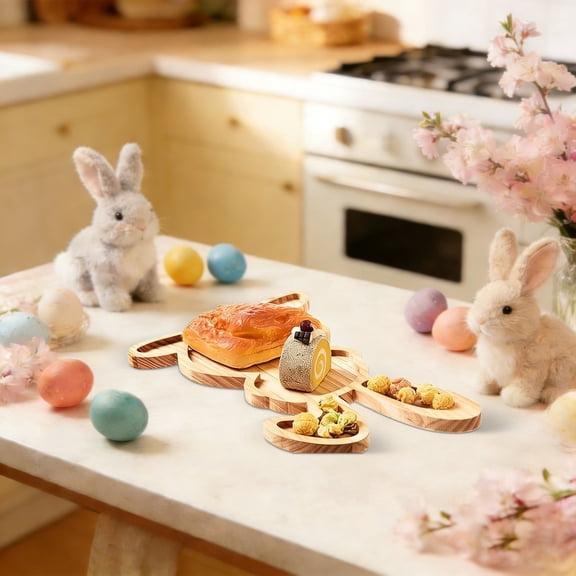 Shiogb Wooden Christmas Tray Easter Tray Creative Tray, Decorative Serving Tray for Holiday Parties, Rustic Farmhouse Table Centerpiece