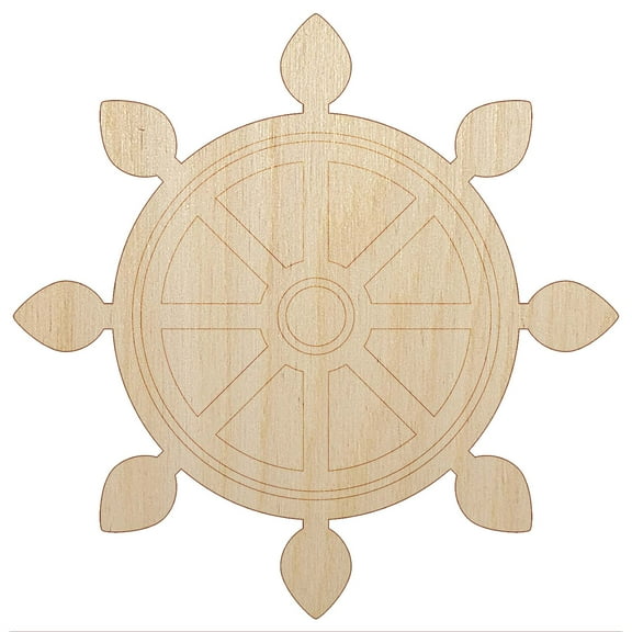 Ship Boat Wheel Nautical Wood Shape Unfinished Piece Cutout Craft DIY Projects - 4.70 Inch Size - 1/8 Inch Thick