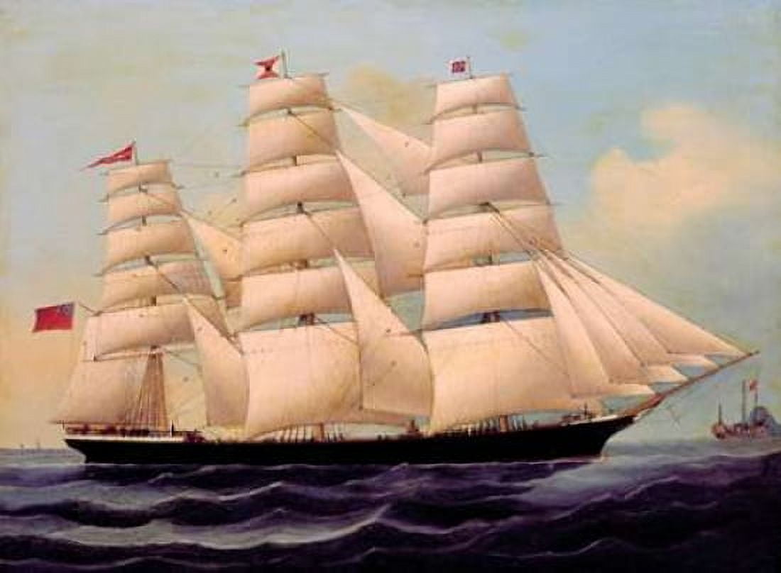 Ship Cilurnum in Chinese Waters Canvas Art - Chinese 1866 Anonymous (18 x 24)