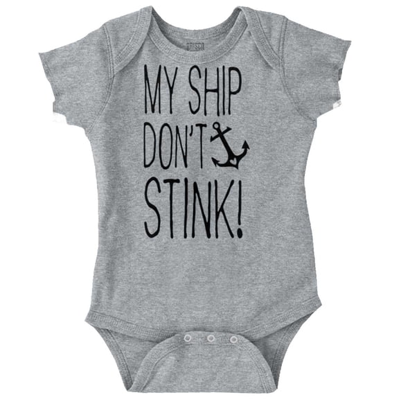 Ship Dont Stink Sink Bathroom Humor Romper Boys or Girls Infant Baby Brisco Brands 6M