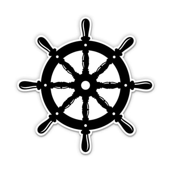 Ship Helm Sailor - 5" Vinyl Sticker - For Car Laptop I-Pad - Waterproof Decal