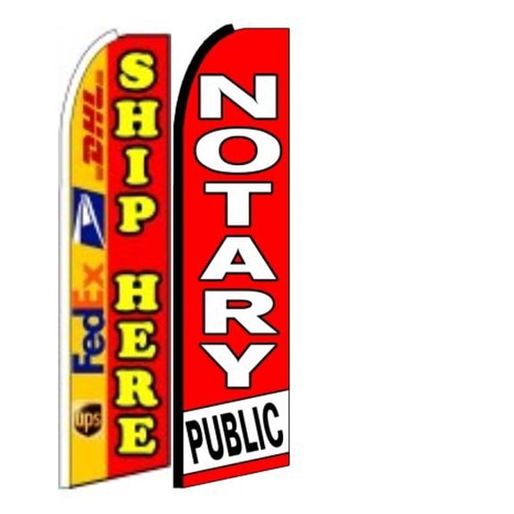 Ship Here, Notary Public King Size Swooper Flag Sign Pack of 2$$Other