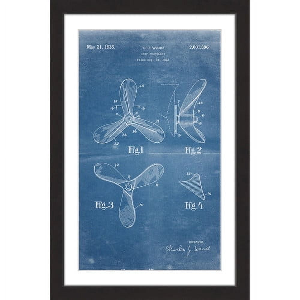 "Ship Propeller 1933 Blueprint" Framed Painting Print