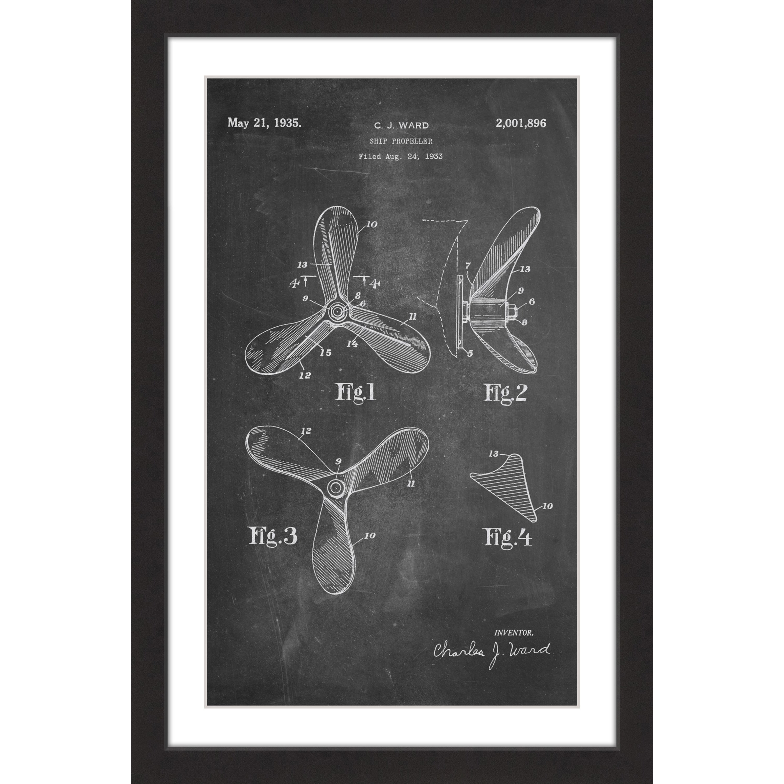 "Ship Propeller 1933 Chalk" Framed Painting Print
