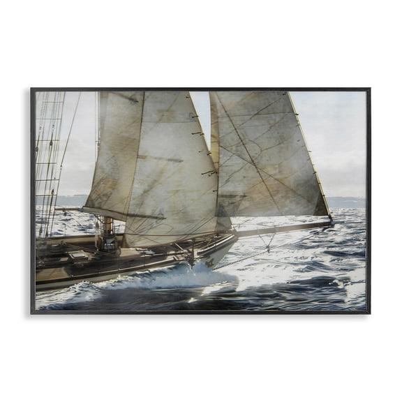 Stupell Industries Ship Sails In Motion Black Framed Giclee Art, design by LSR Design Studio, 12 x 18