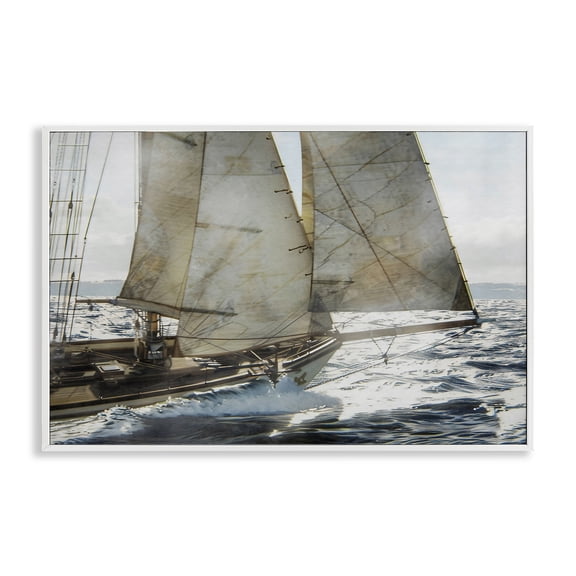 Stupell Industries Ship Sails In Motion White Framed Giclee Art, design by LSR Design Studio, 12 x 18